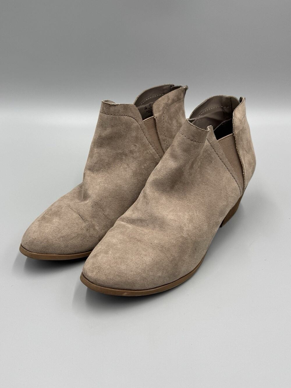 Carlos By C. Santana Beige Brown Ankle Boots Zip Up Women Booties Sz 10 M